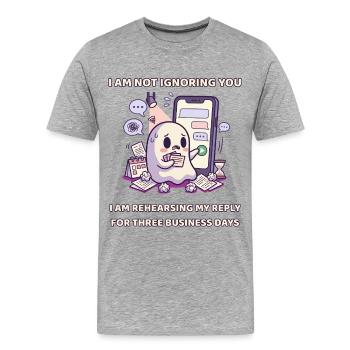 Je répète ma réponse pendant trois jours ouvrés - T-shirt bio Premium Homme - gris chiné - Devant - Damien (186cm)