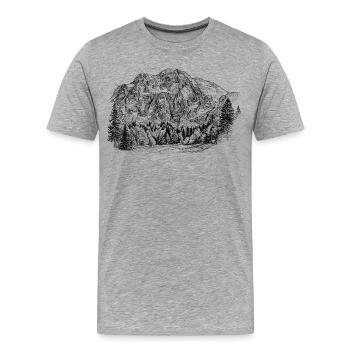 Schermberg Silhouette Hetzau Totes Gebirge Design - T-shirt bio Premium Homme - gris chiné - Devant - Damien (186cm)