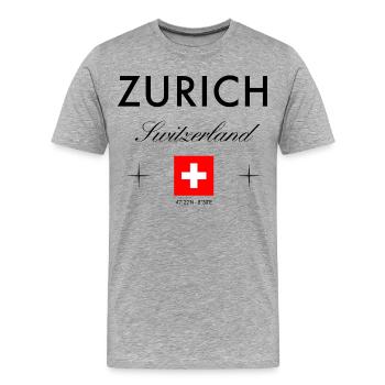 Zurich, Suisse Coordonnées Souvenir de voyage - T-shirt bio Premium Homme - gris chiné - Devant - Damien (186cm)