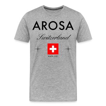 Arosa Suisse Coordonnées Souvenir de voyage - T-shirt bio Premium Homme - gris chiné - Devant - Damien (186cm)