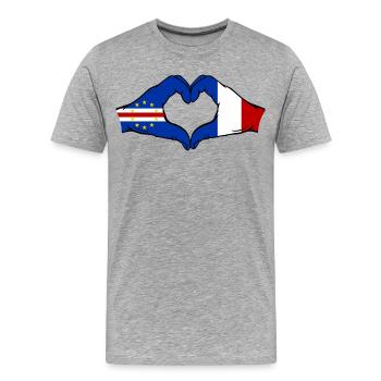 Cape Verde France flag hands heart shape used - Men's Premium Organic T-Shirt - heather grey - Front - Damien (186cm)