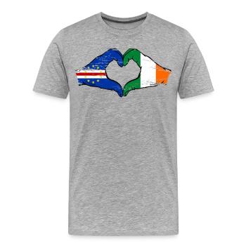 Cape Verde Ireland flag hands heart shape used - Men's Premium Organic T-Shirt - heather grey - Front - Damien (186cm)