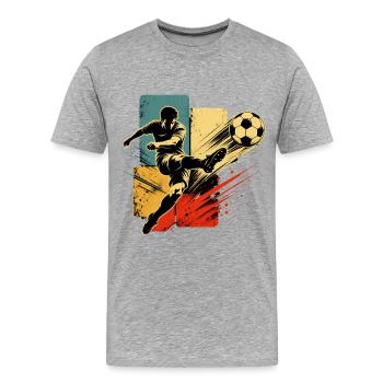 Football rétro vintage - T-shirt bio Premium Homme - gris chiné - Devant - Damien (186cm)