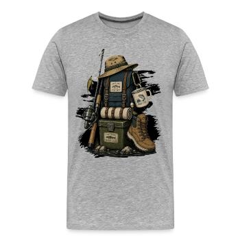 Pêcheurs de pêche - T-shirt bio Premium Homme - gris chiné - Devant - Damien (186cm)