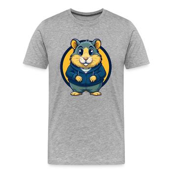 Hamster Kawaii Maskottchen Cartoon Clipart Logo Abzeichen - Männer Premium Bio T-Shirt - Grau meliert - Vorne - Damien (186cm)