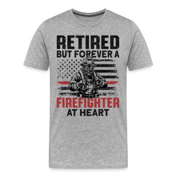 Retired But Forever A Firefighter At Heart - Männer Premium Bio T-Shirt - Grau meliert - Vorne - Damien (186cm)