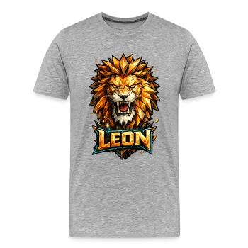 Leon Löwe Vorname Name Geschenk - Männer Premium Bio T-Shirt - Grau meliert - Vorne - Damien (186cm)