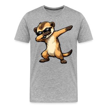 Tamponnage de suricate - T-shirt bio Premium Homme - gris chiné - Devant - Damien (186cm)