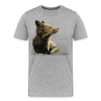 Renard, Amoureux des animaux, Nature, Forêt, Animal. - T-shirt bio Premium Homme - gris chiné - Devant - Damien (186cm)