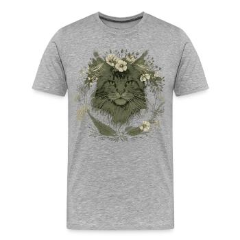 Fleurs Maine Coon Chat Amoureuse des Chats - T-shirt bio Premium Homme - gris chiné - Devant - Damien (186cm)