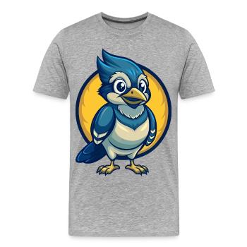 Jay Bird Kawaii Maskottchen Cartoon Clipart Logo Abzeichen - Männer Premium Bio T-Shirt - Grau meliert - Vorne - Damien (186cm)