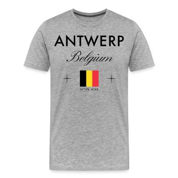 Coordonnées d’Anvers Voyage Souvenir - T-shirt bio Premium Homme - gris chiné - Devant - Damien (186cm)