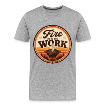 Le barbecue Fire Does The Work - T-shirt bio Premium Homme - gris chiné - Devant - Damien (186cm)