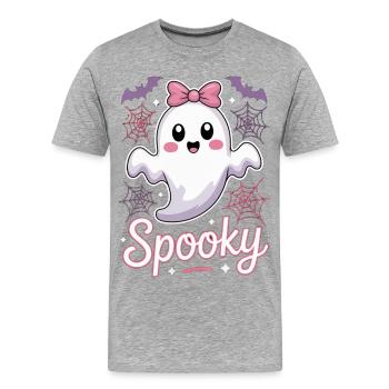 Fantôme effrayant d’Halloween - T-shirt bio Premium Homme - gris chiné - Devant - Damien (186cm)