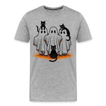 Halloween Ghost Cats - Men's Premium Organic T-Shirt - heather grey - Front - Damien (186cm)
