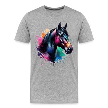 Cheval à motif Trakehner - T-shirt bio Premium Homme - gris chiné - Devant - Damien (186cm)