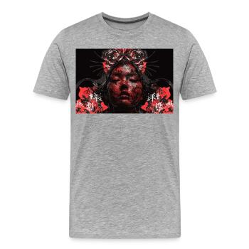 Asia Punk Art Samurai Kunst T-Shirt - Men's Premium Organic T-Shirt - heather grey - Front - Damien (186cm)