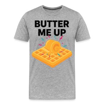 Petit-déjeuner Brunch drôle Café Pancake Beurre Me Beurre - T-shirt bio Premium Homme - gris chiné - Devant - Damien (186cm)