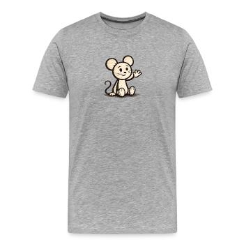 Souris câline qui agite - T-shirt bio Premium Homme - gris chiné - Devant - Damien (186cm)