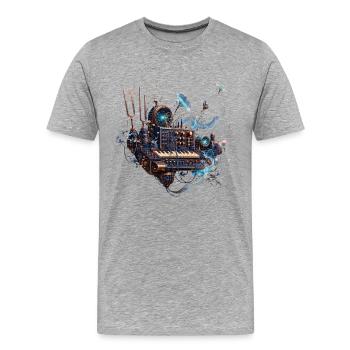 Synthétiseur mécanique céleste - T-shirt bio Premium Homme - gris chiné - Devant - Damien (186cm)