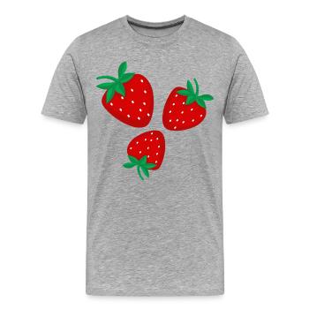Trois fraises rouge vif - T-shirt bio Premium Homme - gris chiné - Devant - Damien (186cm)