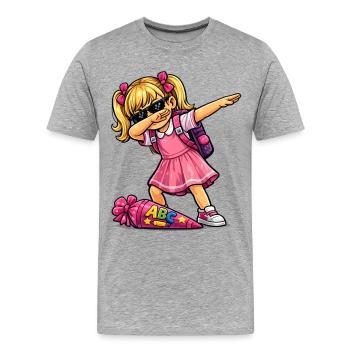 Shooter ABC (blonde) - T-shirt bio Premium Homme - gris chiné - Devant - Damien (186cm)