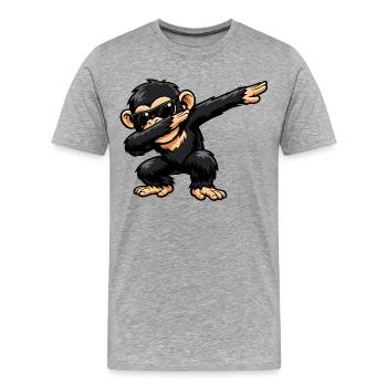 Chimpanzé en train de faire du dab - T-shirt bio Premium Homme - gris chiné - Devant - Damien (186cm)