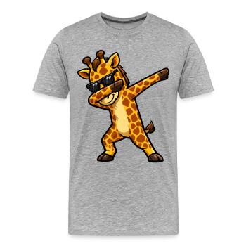 Girafe en train de tapoter - T-shirt bio Premium Homme - gris chiné - Devant - Damien (186cm)