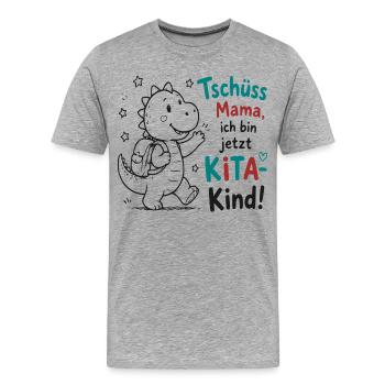 Abschiedsdino KiTa Motiv - Männer Premium Bio T-Shirt - Grau meliert - Vorne - Damien (186cm)