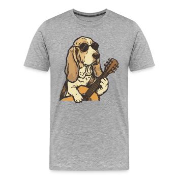 Hippy Beagle Guitar Dog - T-shirt bio Premium Homme - gris chiné - Devant - Damien (186cm)