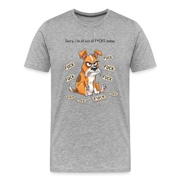 Tous les produits dérivés drôles de chiens en colère - T-shirt bio Premium Homme - gris chiné - Devant - Damien (186cm)