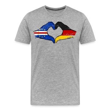 Mains du drapeau allemand du Cap-Vert en forme de cœur utilisées - T-shirt bio Premium Homme - gris chiné - Devant - Damien (186cm)