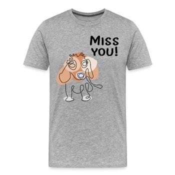 Tu me manques, chien - T-shirt bio Premium Homme - gris chiné - Devant - Damien (186cm)