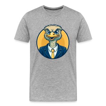 Strauß-Kawaii-Maskottchen-Cartoon-Clipart-Logo-Abzeichen - Männer Premium Bio T-Shirt - Grau meliert - Vorne - Damien (186cm)