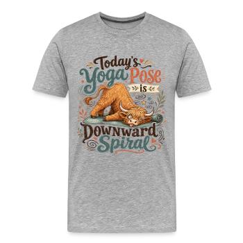 Spirale descendante de la vache de yoga - T-shirt bio Premium Homme - gris chiné - Devant - Damien (186cm)