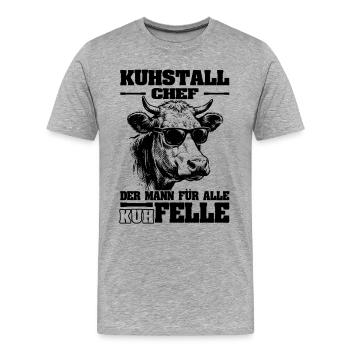 Kuhstall Chef | Führungskraft Landwirt | Bauer - Männer Premium Bio T-Shirt - Grau meliert - Vorne - Damien (186cm)