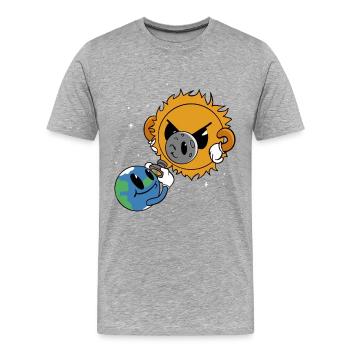 Soleil contre Terre : Éclipse solaire cosmique - T-shirt bio Premium Homme - gris chiné - Devant - Damien (186cm)