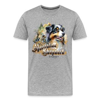 Australian Shepherd - T-shirt bio Premium Homme - gris chiné - Devant - Damien (186cm)