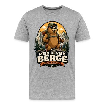Berge Meine Auszeit Wanderer Outdoor - Männer Premium Bio T-Shirt - Grau meliert - Vorne - Damien (186cm)