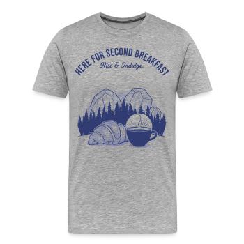 Petit-déjeuner Deuxième petit-déjeuner Lève-toi et Indulge - T-shirt bio Premium Homme - gris chiné - Devant - Damien (186cm)