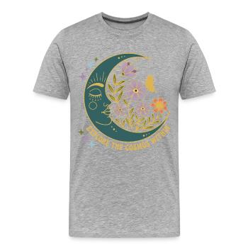 Spiritualité : Explorer le cosmos dans la méditation - T-shirt bio Premium Homme - gris chiné - Devant - Damien (186cm)
