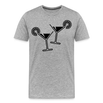 2 verres cocktail / cocktail / martini + (noir) - T-shirt bio Premium Homme - gris chiné - Devant - Damien (186cm)