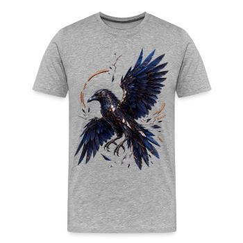 Raben-Mosaik-Nacht - Männer Premium Bio T-Shirt - Grau meliert - Vorne - Damien (186cm)