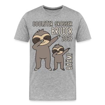 Coolster Großer Bruder 2027 Bääm! Dabbing Faultier - Männer Premium Bio T-Shirt - Grau meliert - Vorne - Damien (186cm)