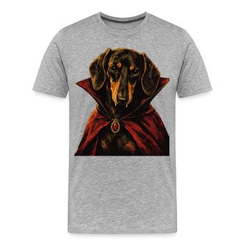 Dachshund Viennese Dog Halloween Vampire - Men's Premium Organic T-Shirt - heather grey - Front - Damien (186cm)