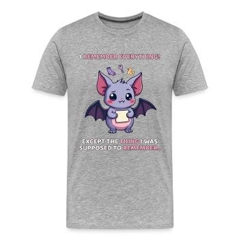 Ich erinnere mich an alles – ADHS-Fledermaushumor - Männer Premium Bio T-Shirt - Grau meliert - Vorne - Damien (186cm)
