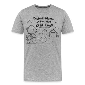 Kita Abschied Abenteuer Bär - Männer Premium Bio T-Shirt - Grau meliert - Vorne - Damien (186cm)