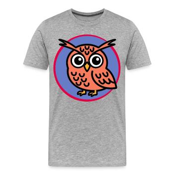 Cartoon Owl - Men's Premium Organic T-Shirt - heather grey - Front - Damien (186cm)