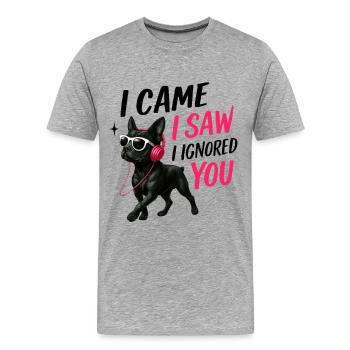 Ich bin gekommen, ich habe dich ignoriert, lustige Hunde-Merch Nr. 2 - Männer Premium Bio T-Shirt - Grau meliert - Vorne - Damien (186cm)