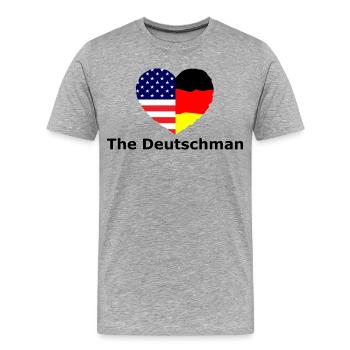 Herzflagge USADeutschland Fusion - Männer Premium Bio T-Shirt - Grau meliert - Vorne - Damien (186cm)